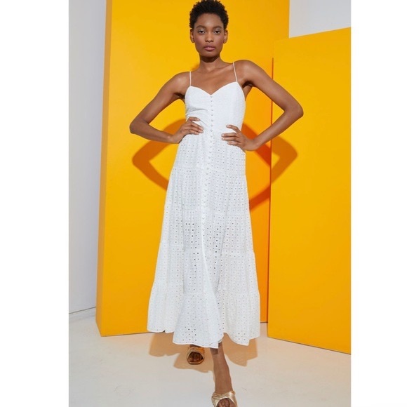 ALICE + OLIVIA Shanti Button-Front Tiered Dress - Picture 6 of 13